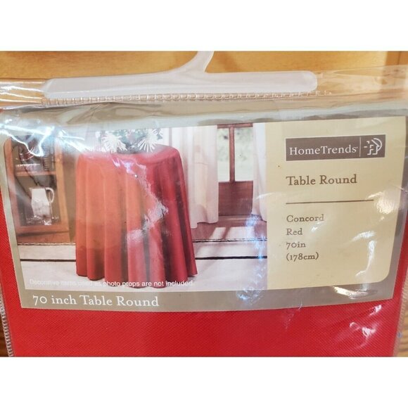 Vintage Concord Red Round Tablecloth 70" Solid Pattern Polyester Holiday xmas - Picture 2 of 6